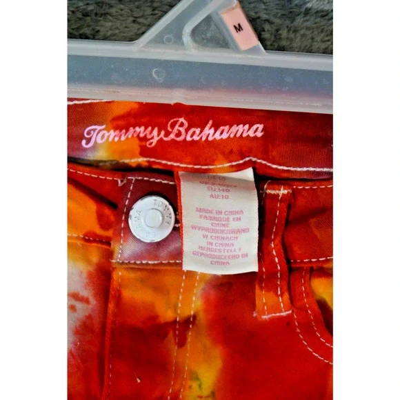 Tommy Bahama Girls 10 Artisan Hand Dyed Cutoff Shorts Red Orange Yellow Fire Gri - Picture 4 of 11
